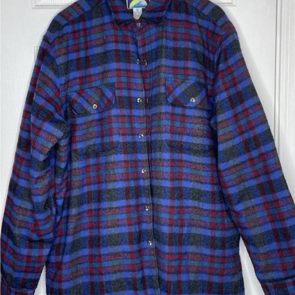 Men’s Vintage Quilted Lined Flannel Wool Blend Jacket 90's Size XL
